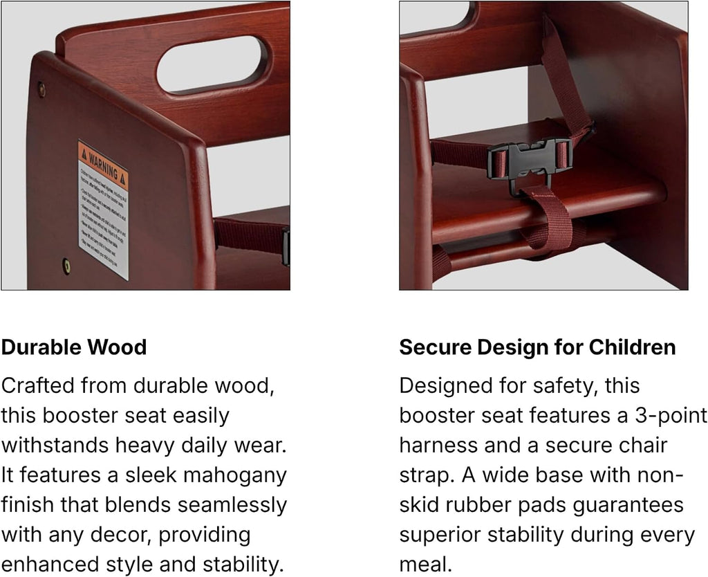 Mahogany Wooden Raised Restaurant Chair for Smaller Guests