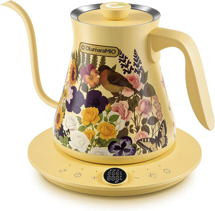 0.8L/27oz Gooseneck Electric Kettle - ±1℉ Precise Temperature Control for Pour Over Coffee & Tea, 1200W Fast Heating