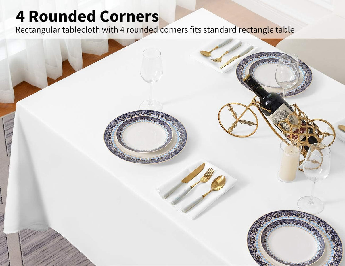 90x132 Inch White Tablecloth for 6-8 Foot Rectangle Tables