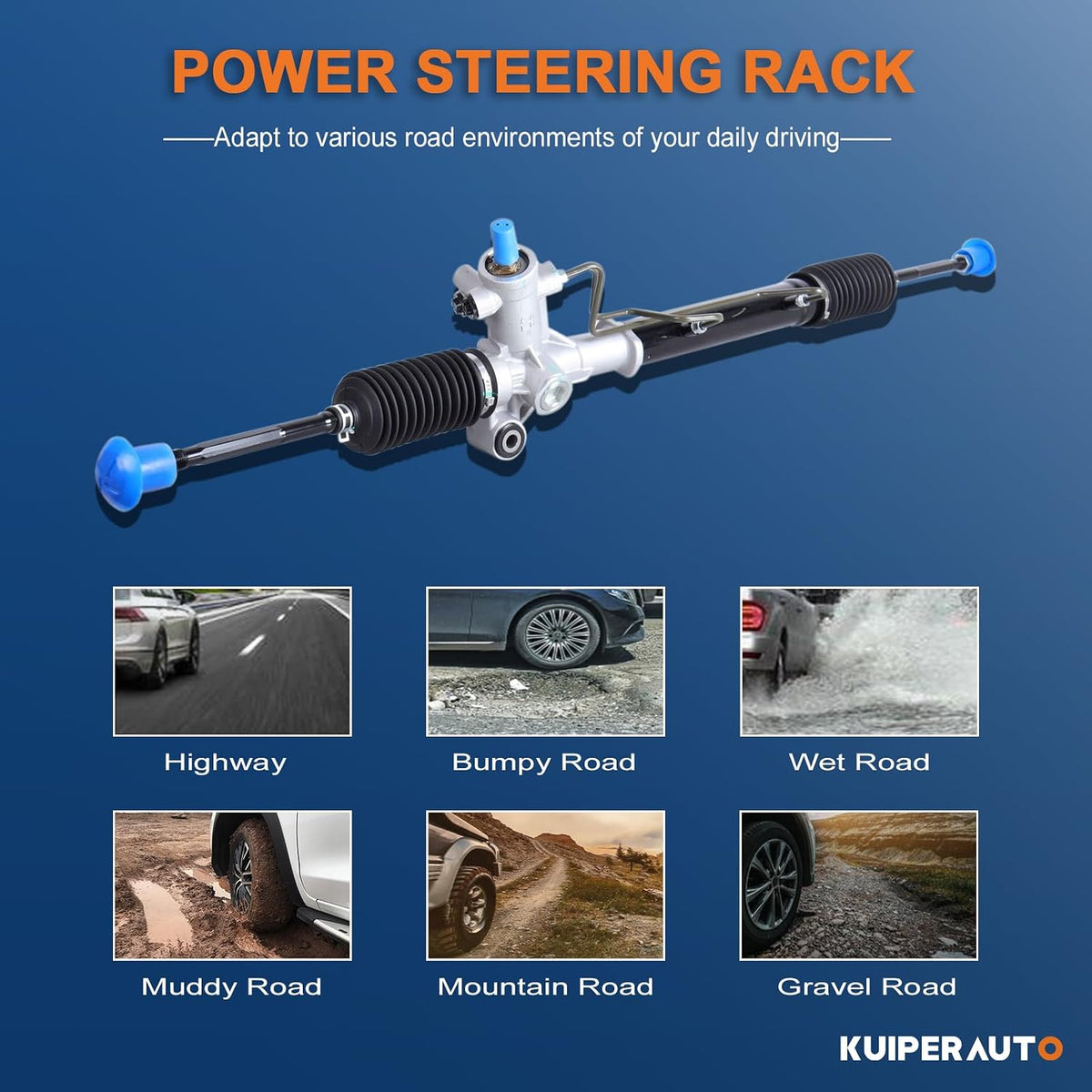 KUIPERAUTO Complete Power Steering Rack and Pinion Assembly Compatible for 2001-2003 Toyota Rav4 Replacement 44200-42120 4550349055 26-2612