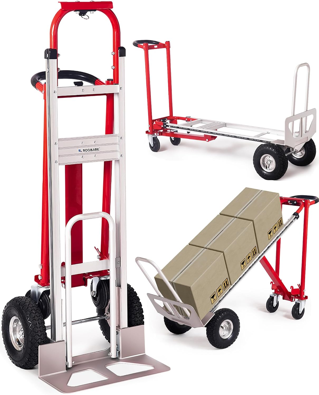 4-in-1 Folding Hand Truck, 770LBS Capacity Aluminum Alloy Dolly Cart with 4 Wheels, Convertible Dolly Portable Hand