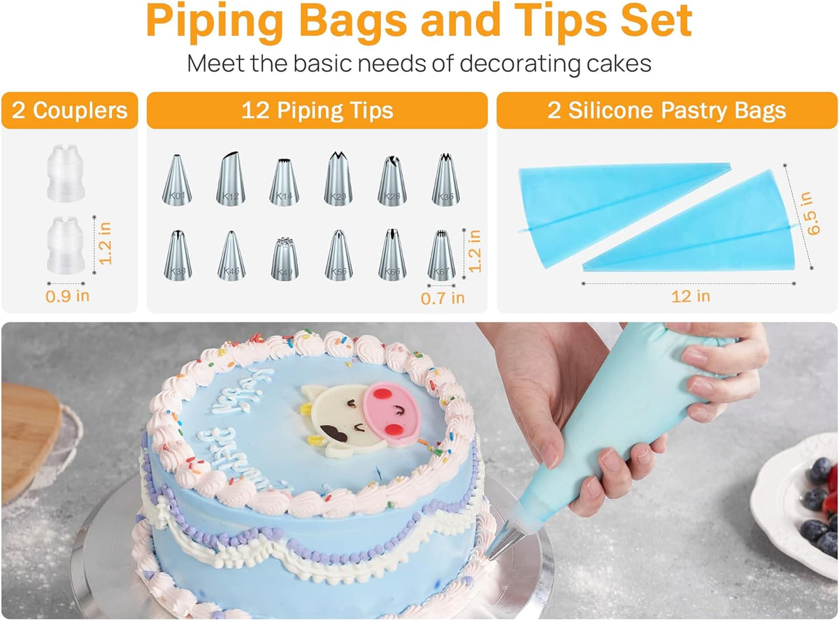 22 Aluminum Cake Stand Turntable Set for Decorating Baking Kit, 12"
