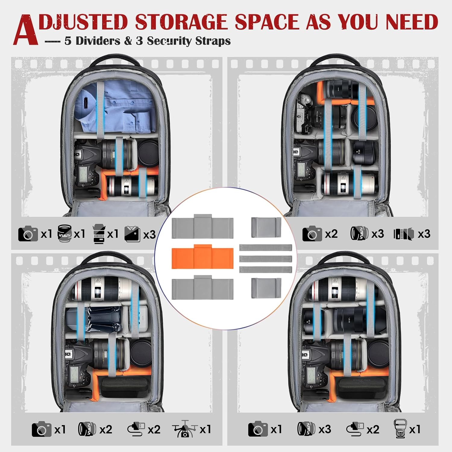 Camera Backpack, Hardshell DSLR/SLR Camera Bag with Lens Pouch & 15.6" Laptop Compartment Waterproof Camera Case with