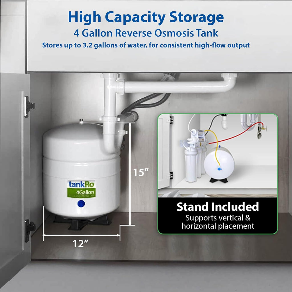 TankRo RO132-TNK Reverse Osmosis Water Storage Tank, 4 Gallon, White