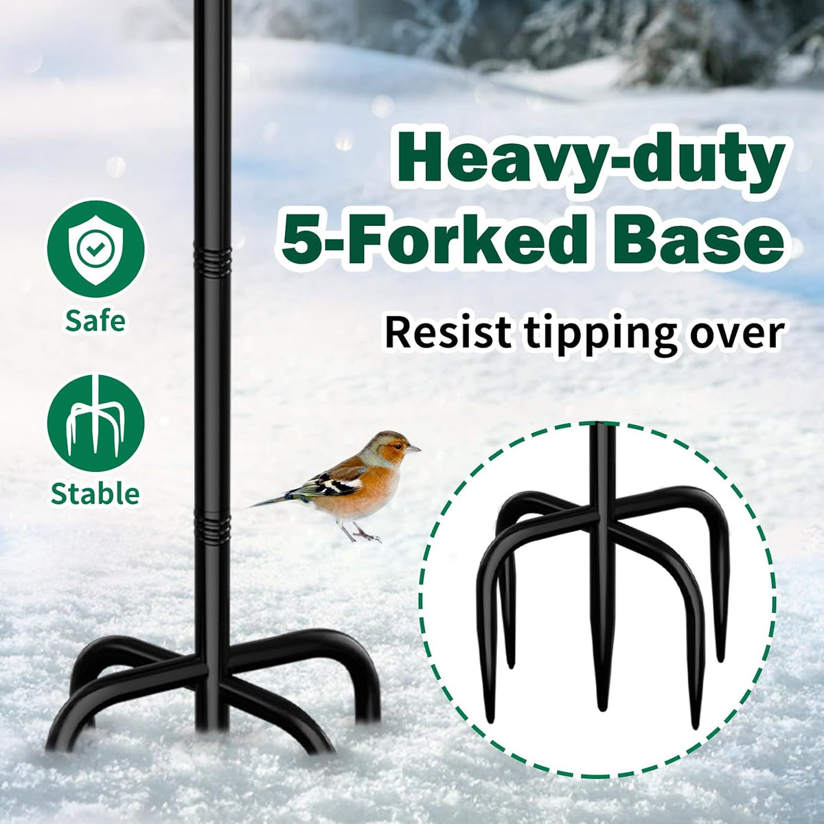 100W Heated Bird Bath for Outdoors, Heated Birdbath Water Heater, Green