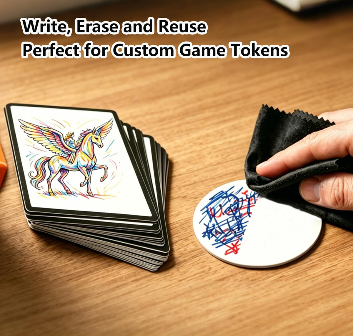 Dry Erase Tokens, 100 PCS RPG Circle Tokens and TCG Proxy Cards Set