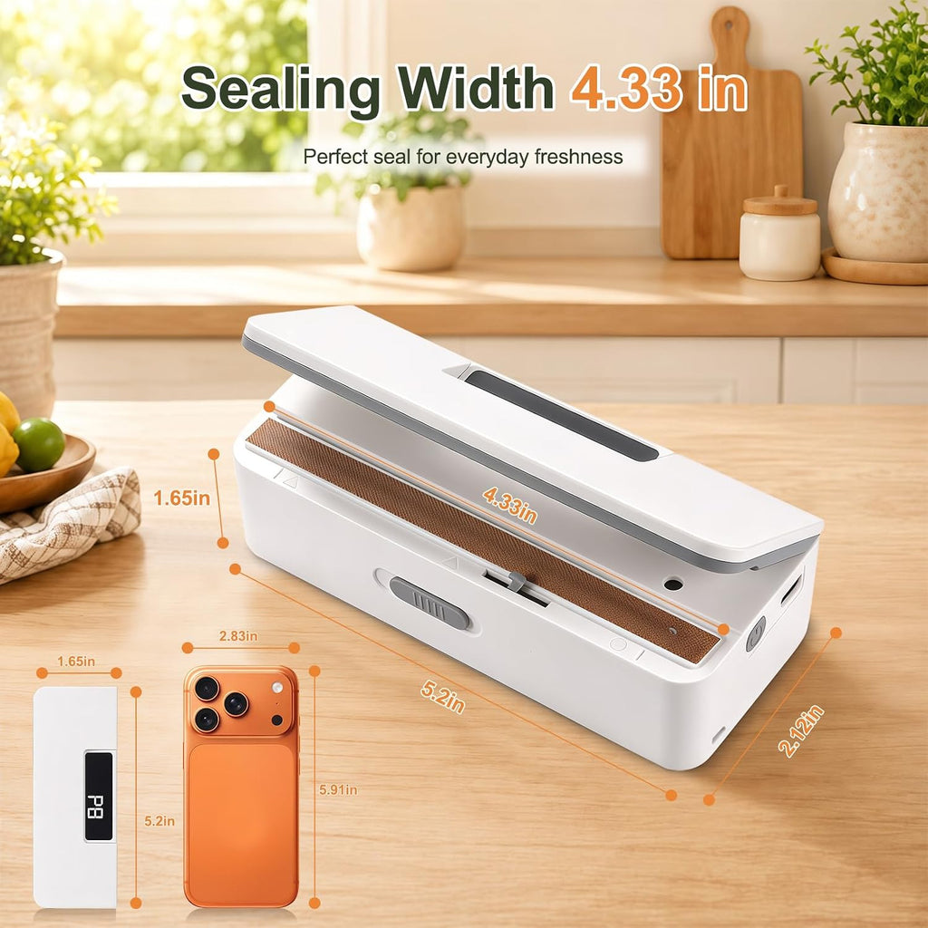 Mini Bag Sealer with Cutter & Magnetic Back, USB Rechargeable Heat Sealer