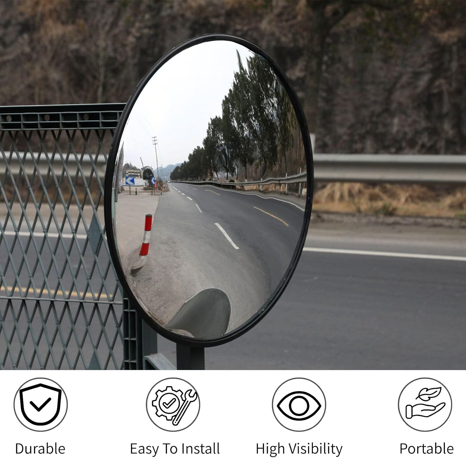 Wall Mounted Convex Mirror Wide Angle - Safety Blind Spot Mirror for Garage Driveway Warehouse Parking Lot, Traffic