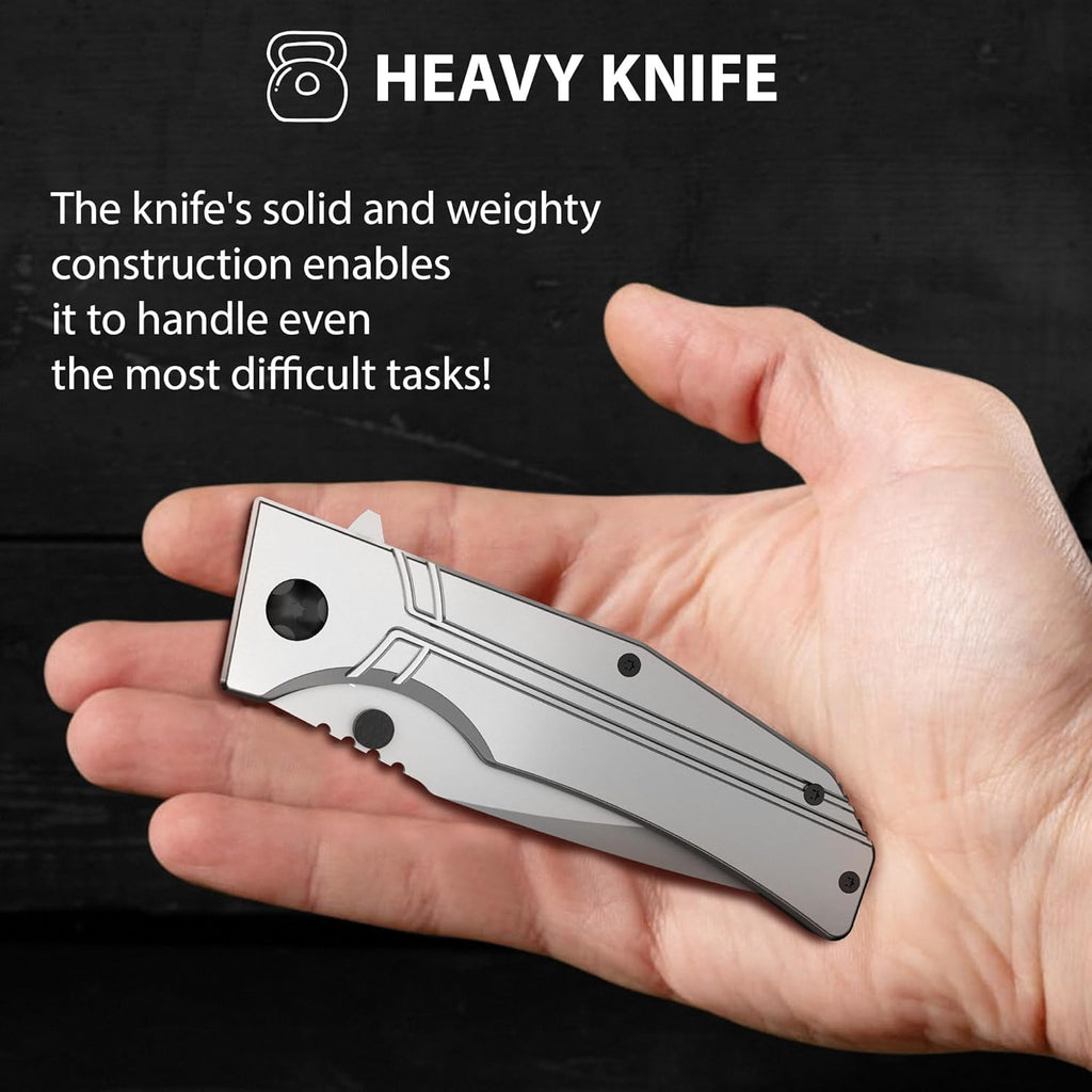 Pocket Knife for Men, Women - 3.54” Sharp Blade, Birthday Gifts Idea | Aluminum Handle, Liner Lock, Pocket Clip, 440C