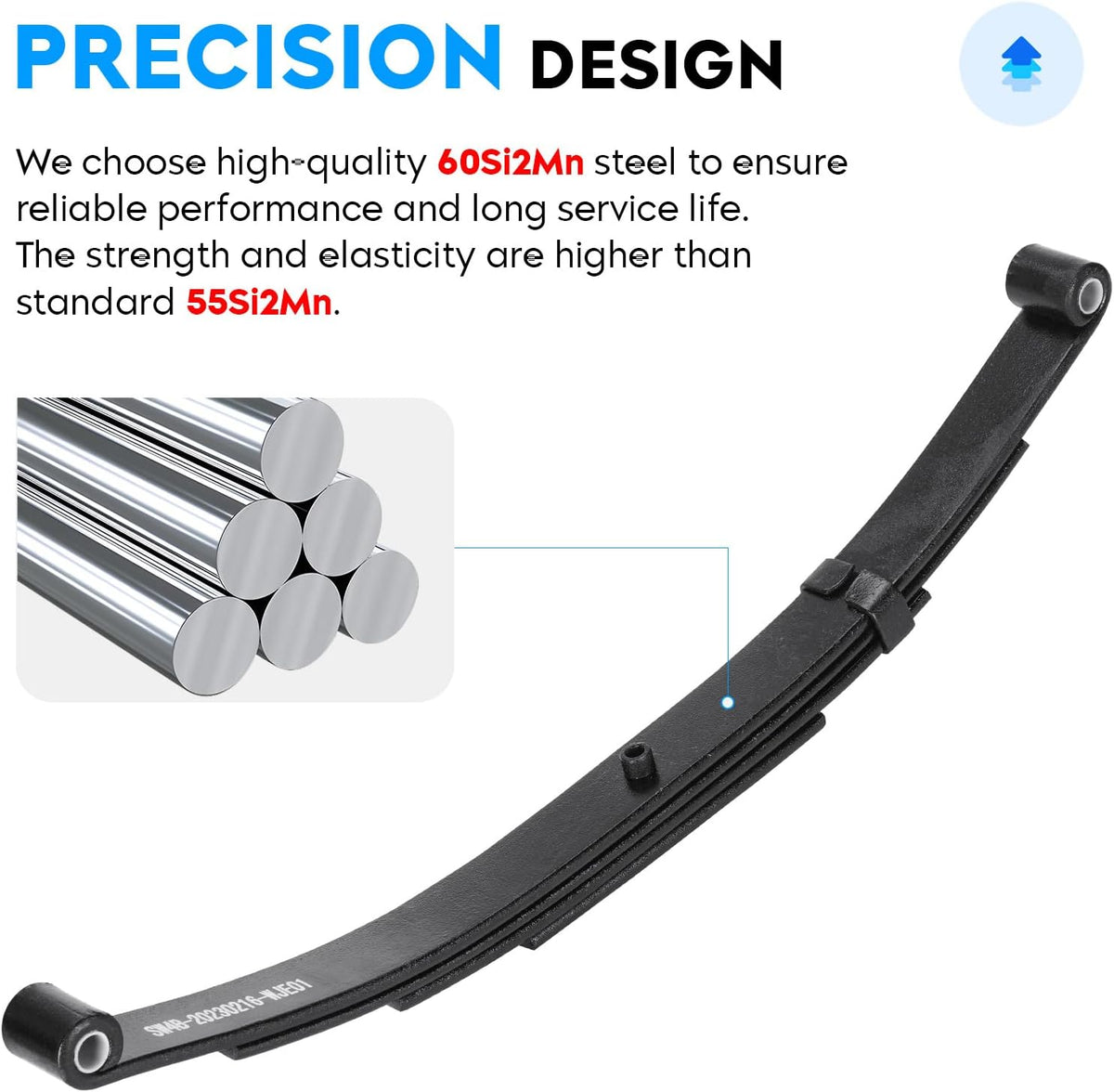 25-1/4" 4-Leaf 1750lb Capacity Double Eye Spring for 3500lb Trailer Axle & U-Bolt & Tandem Hanger Kit, 1.75" Width