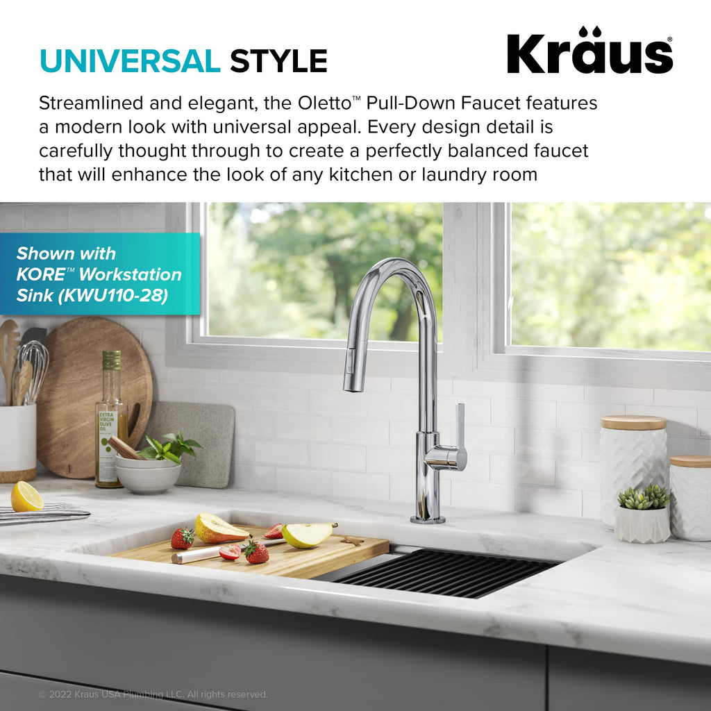 Chrome Single Handle Pull Down Kitchen Faucet KPF-2820CH