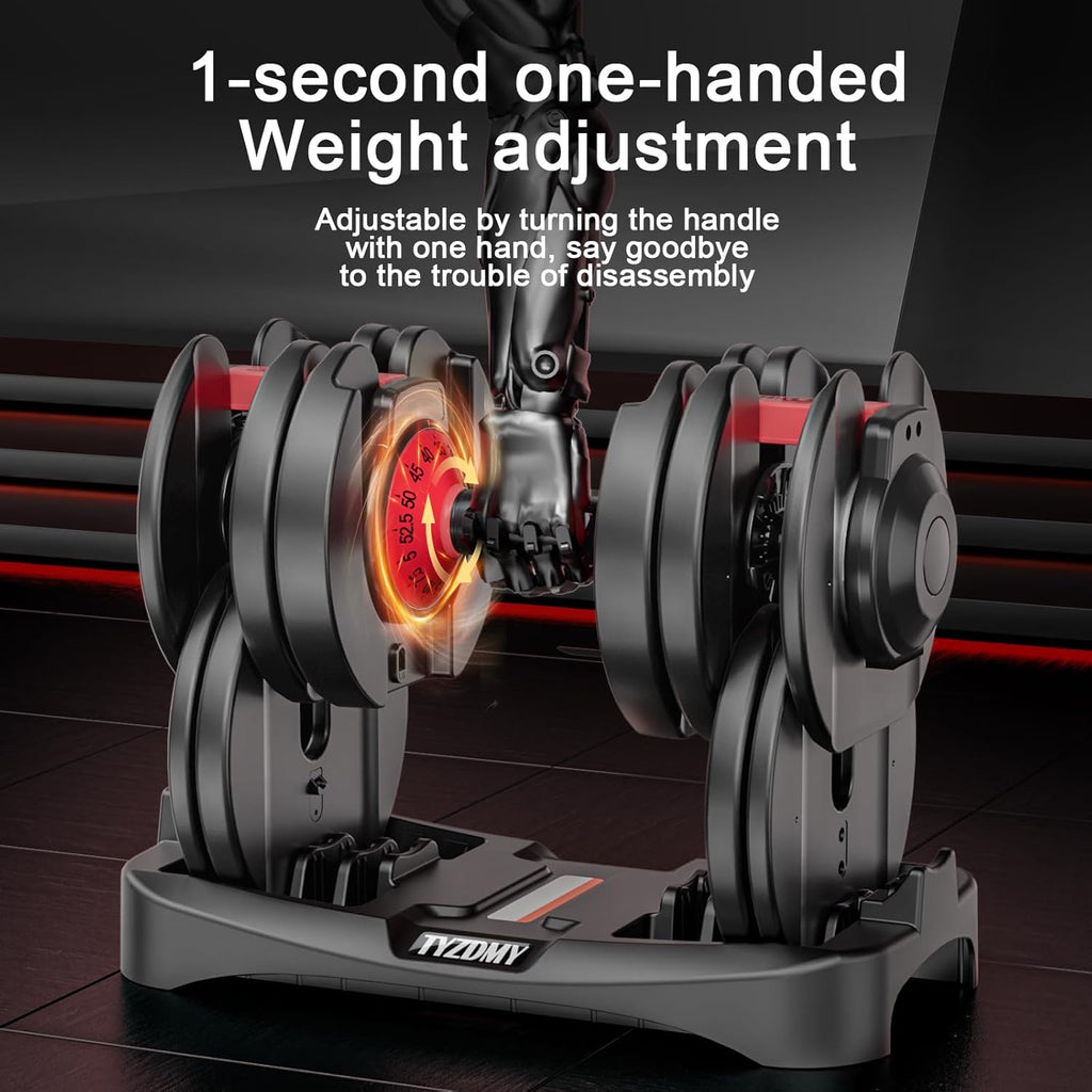 Adjustable Dumbbells Set of 2，Free Weights Dumbbells Set，Adjustable Dumbbell Set，52.5 lbs pair 105 lbs，15 in 1，for