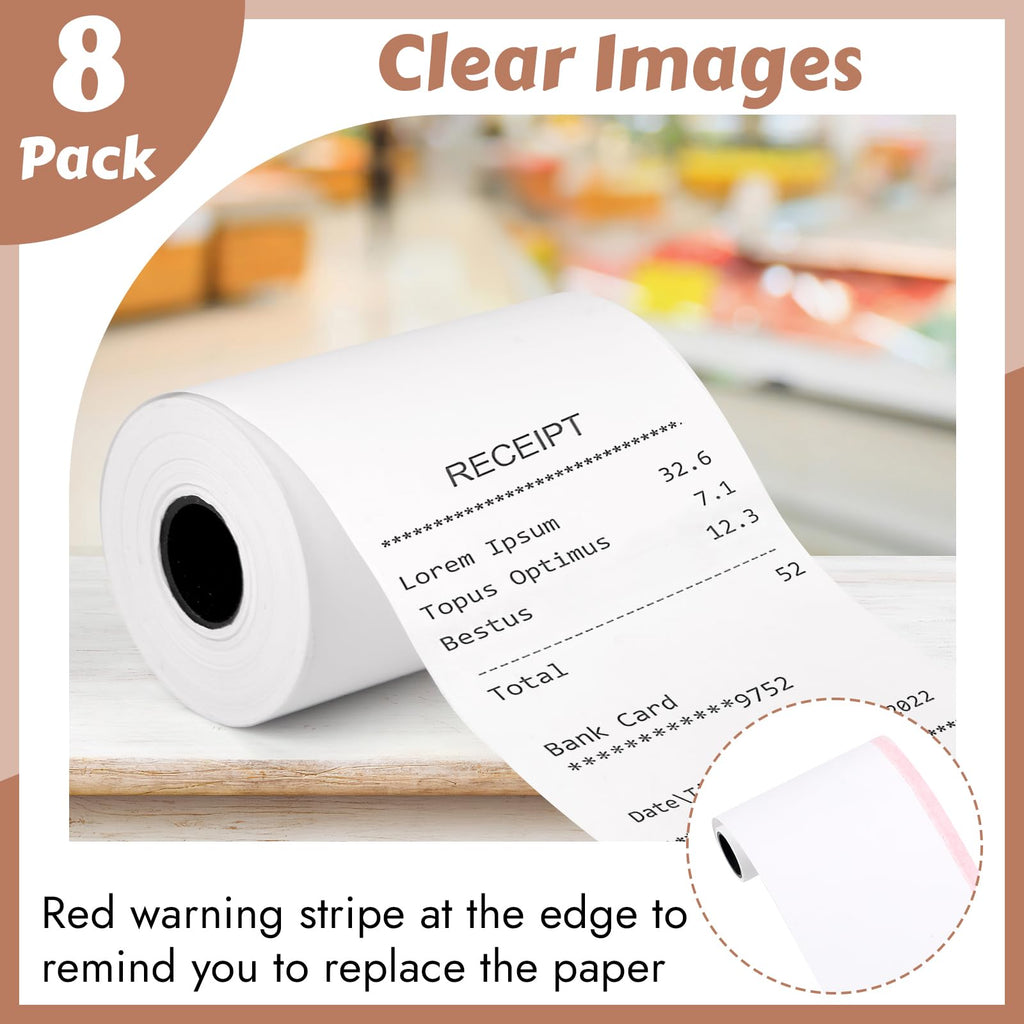 8 Rolls 2 1/4" x 55' Thermal Receipt Paper, Credit Card Machine Paper Roll