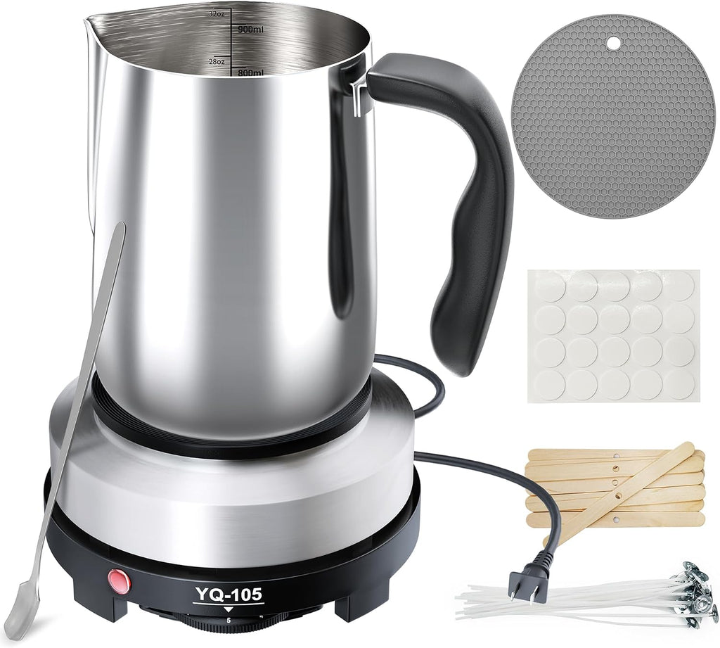 Candle Making Kit with Hot Plate, for Beginners | Candle Making Supplies, Set Includes Wax Melting Pot, Stirring
