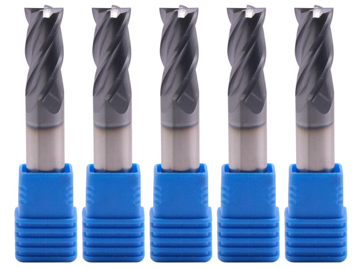 SEFHLI 4 Flute Solid Carbide Square End Mill Set(5Pcs, 7/16"), AlTiN Coated