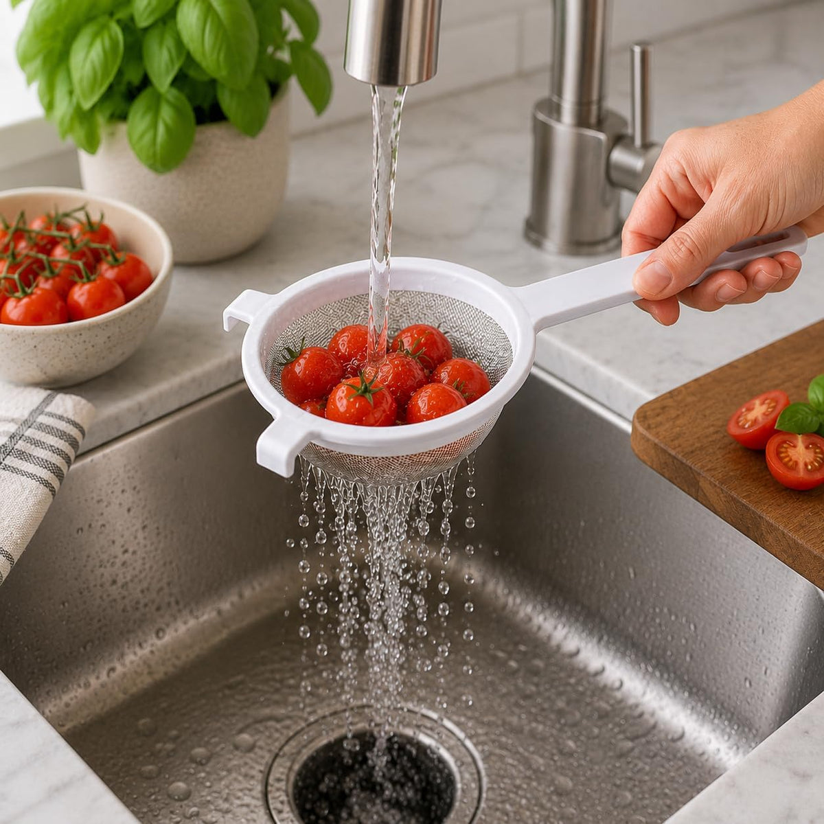 HIC Kitchen Double-Ear Fine Mesh Strainer, 5.5-Inch, BPA Free, Non Reactive