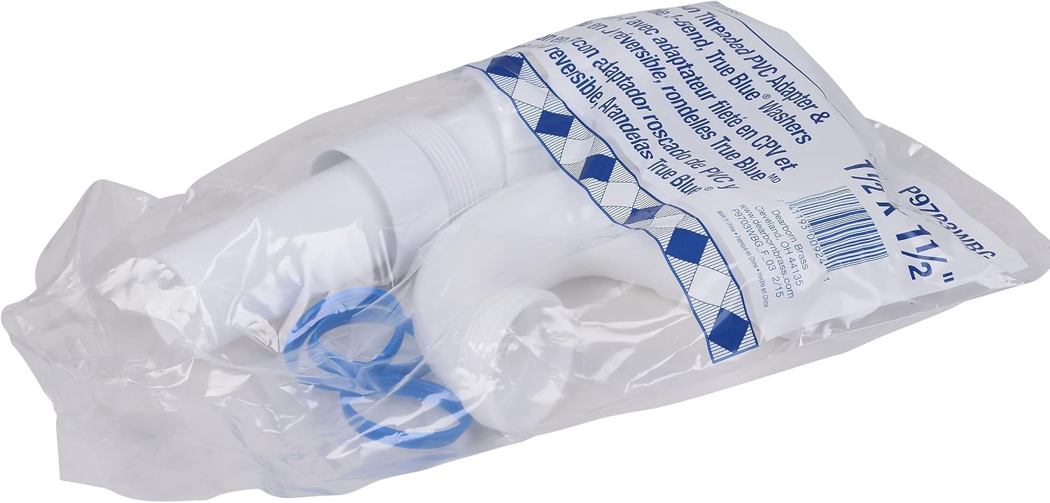 Dearborn P9703WBG 1-1/2" P-Trap with Threaded PVC Adapter, and Reversible J-Bend, Bagged w/ True Blue Washer