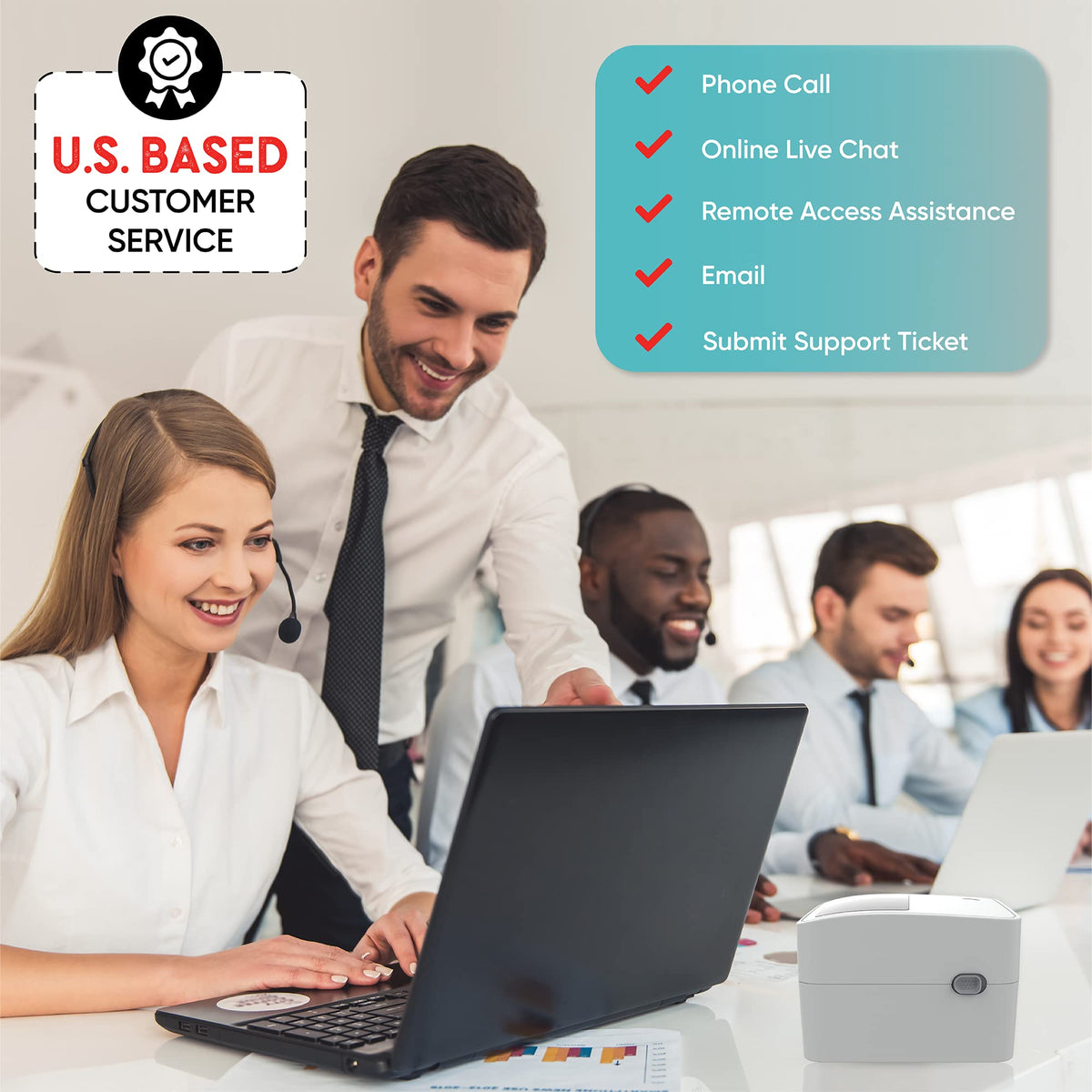 2054K-WF Shipping Label Printer USB & WiFi Connection, Work w/iPhone Windows Mac Chromebook Android Support Amazon