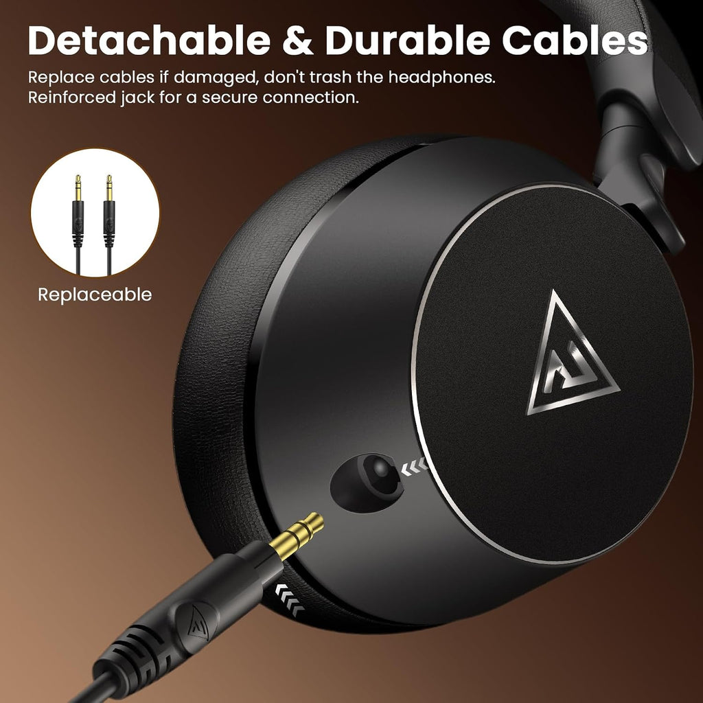 Studio Monitor Headphones, Professional Wired DJ Headphones Over Ear | with Natural Balanced Sound, 50mm Drivers