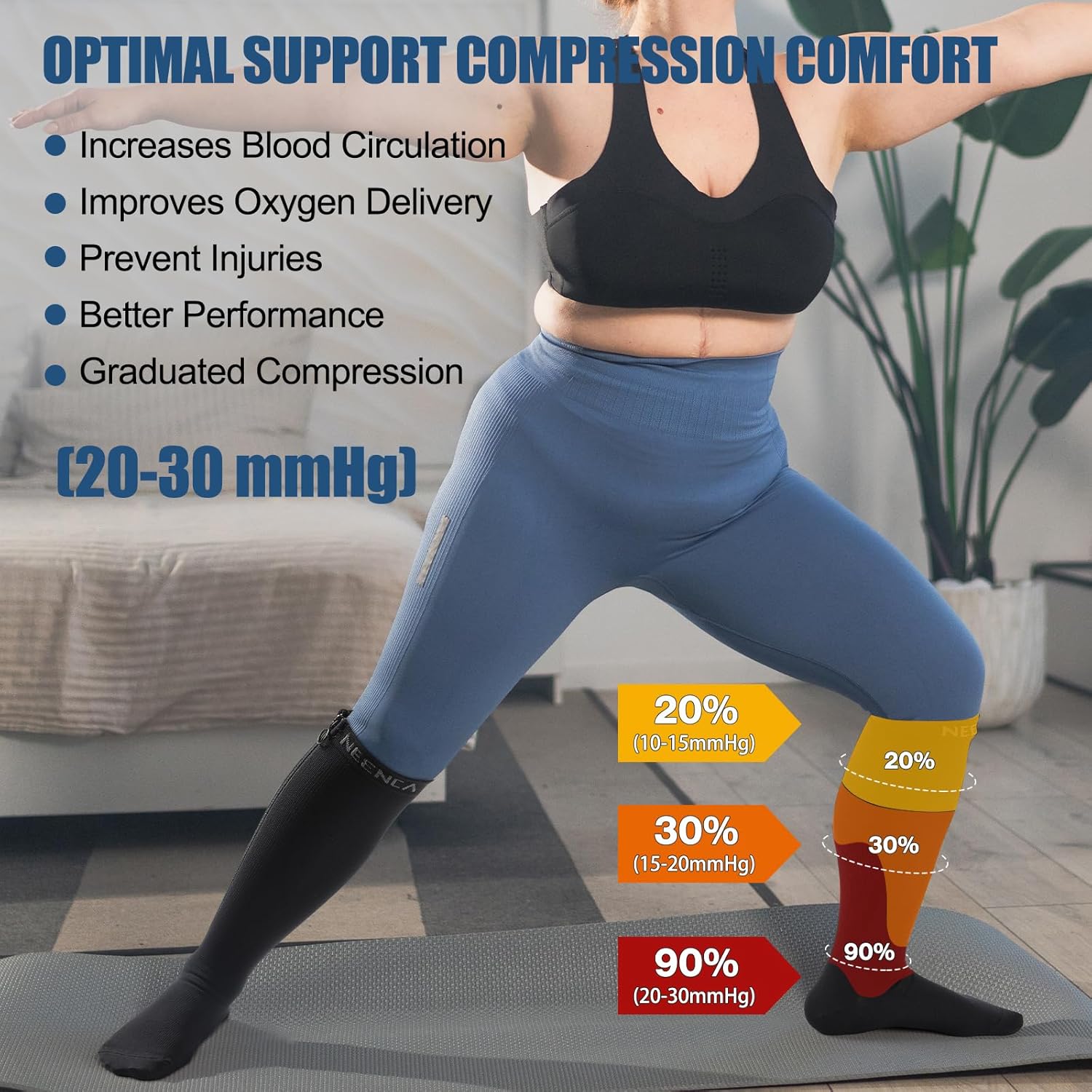 Professional Compression Socks for Women Men Circulation, 20-30 mmHg