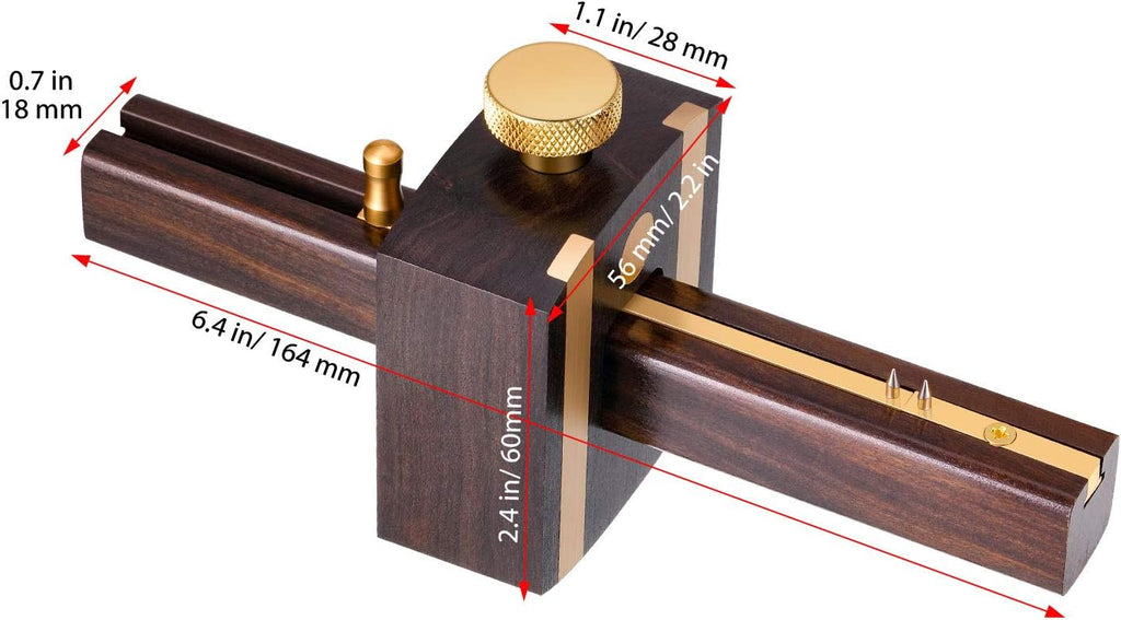 Mortise Gauge Woodworking Marking Gauge Ebony Mortise Square Gauge 6.4 Inches Sliding Mark Scraper Marker Measuring