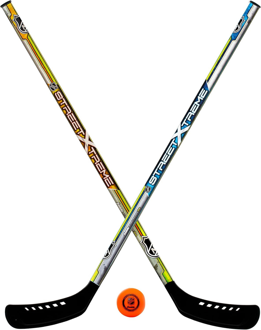 NHL Kids Street Hockey Stick Set - Includes (2) Youth Street Hockey Sticks + (1) Outdoor Roller Hockey Ball - Perfect