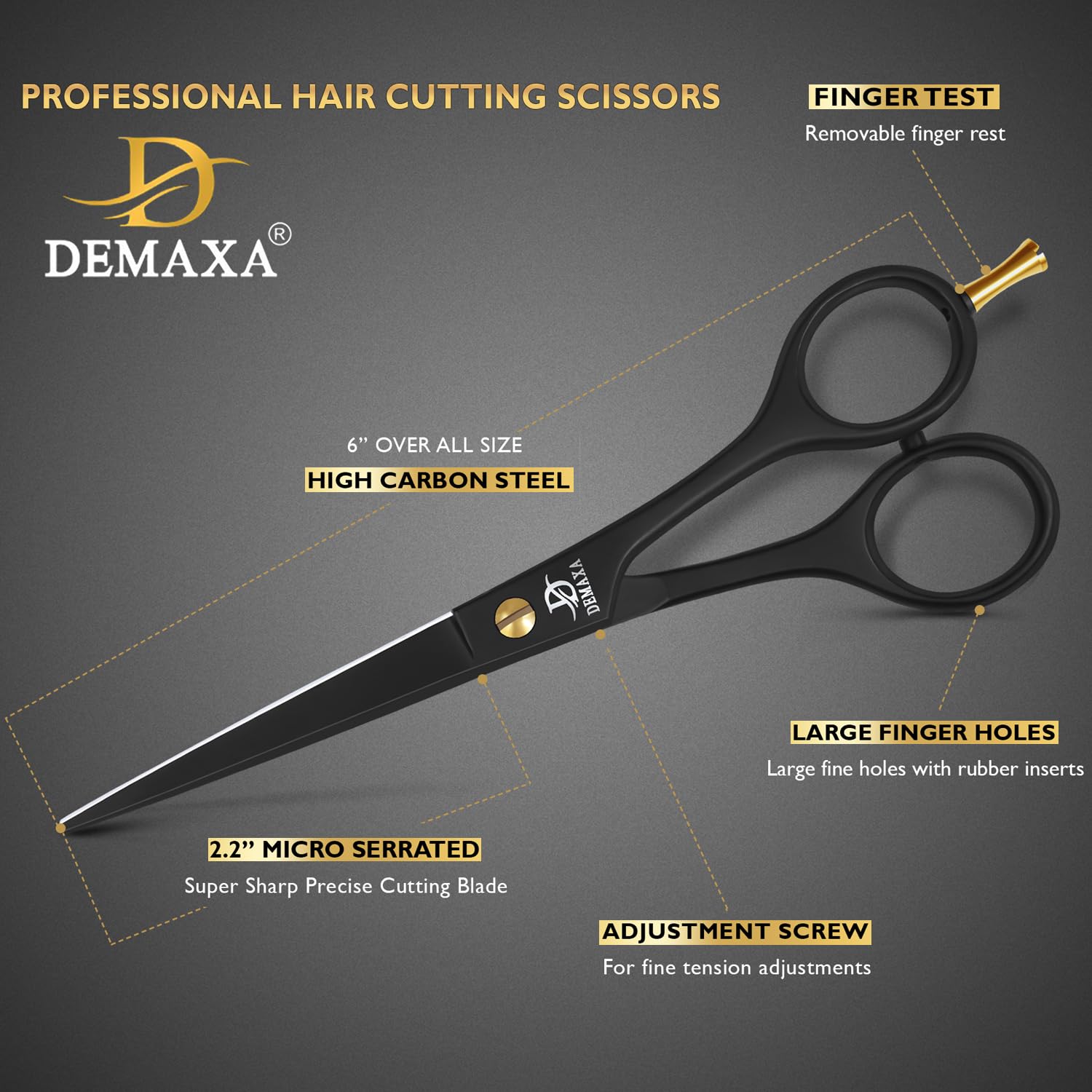 Professional Hair Scissors 6.5 Inch - Premium High Carbon Stainless Steel Barber Salon Hair Shears for Haircut