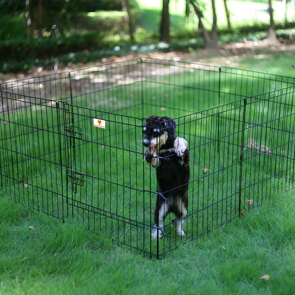 Dog Pen Pet Playpen Dog Fence Indoor Foldable Metal Wire Exercise Puppy Play Yard Pet Enclosure Outdoor 8 Panels 24
