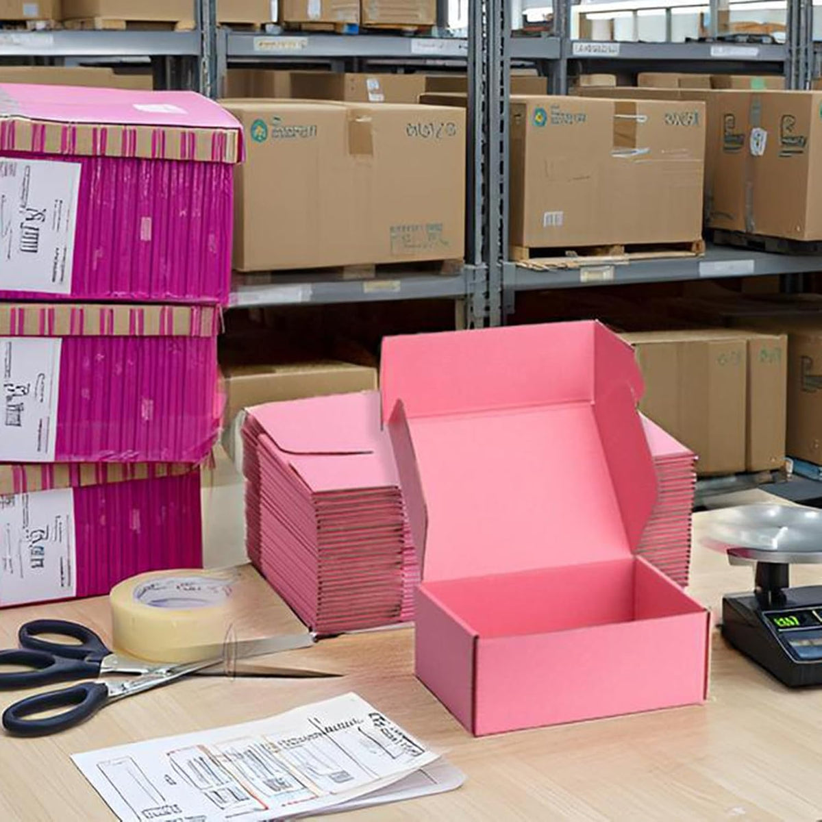 Pink Shipping Boxes 8x6x3 Inches, 20 Pack