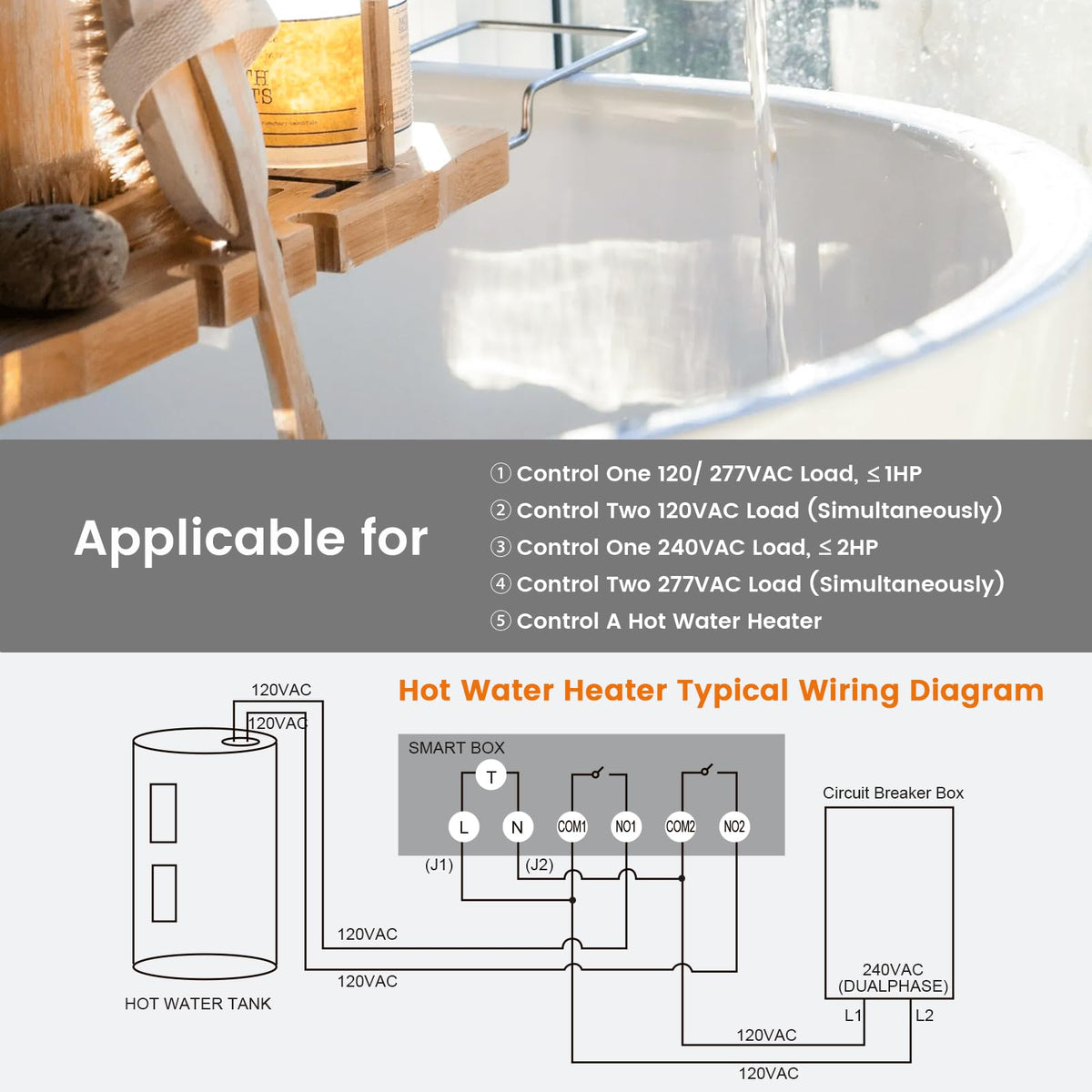 SURAIELEC WiFi Pool Timer, 40Amp 2HP, 120/240/277VAC, Smart Pool Controller