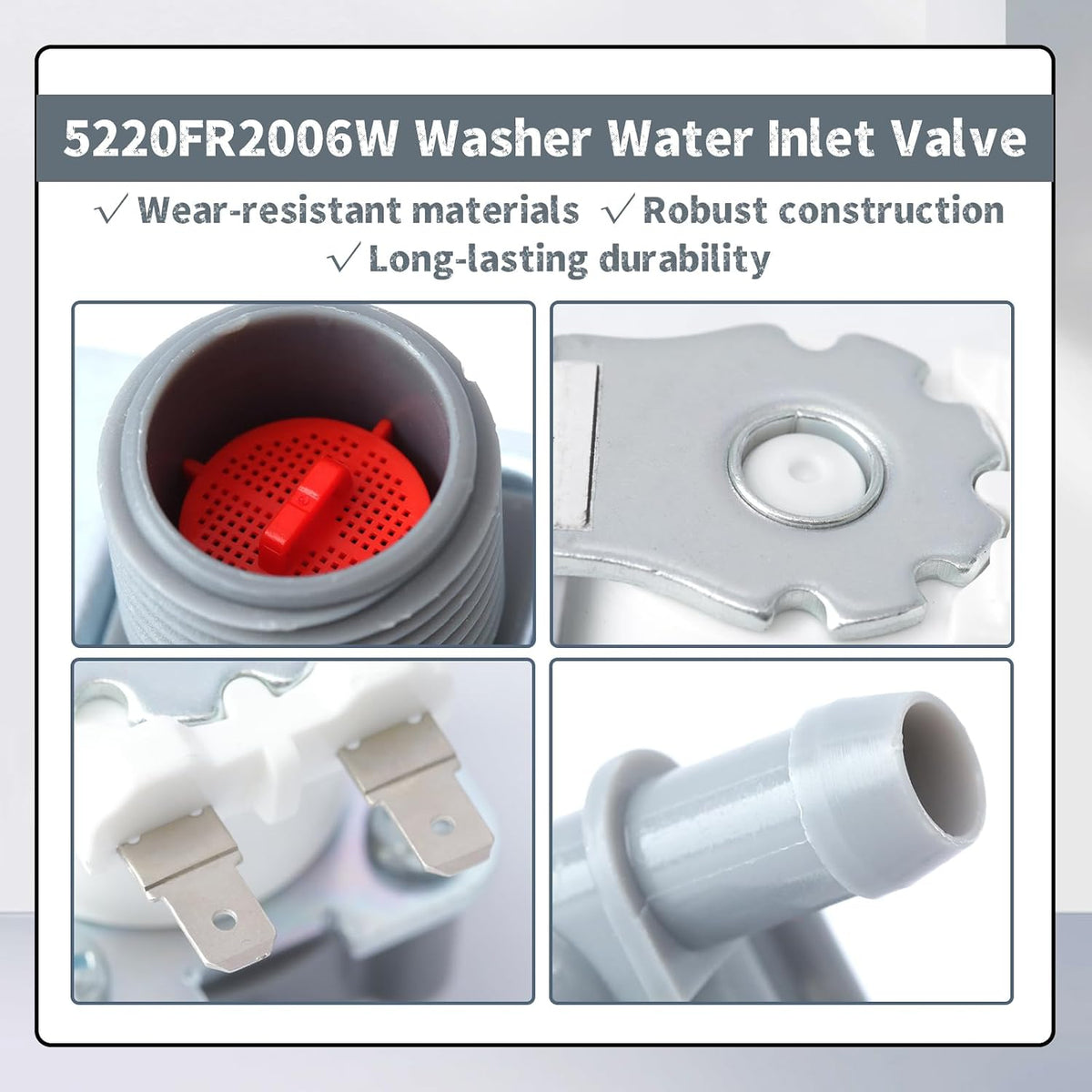 5220FR2006W Washer Water Inlet Valve Compatible with LG Washer Dryer F3K7CYK2S ASTESEU F3K7CYK2W ABWESEU F3L2CNV4W ABWEVUS, Washing Machine Replacement Parts