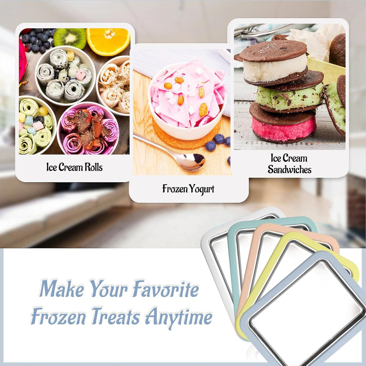 Rolled Ice Cream Maker, Instant Ice Cream Maker, Light Blue