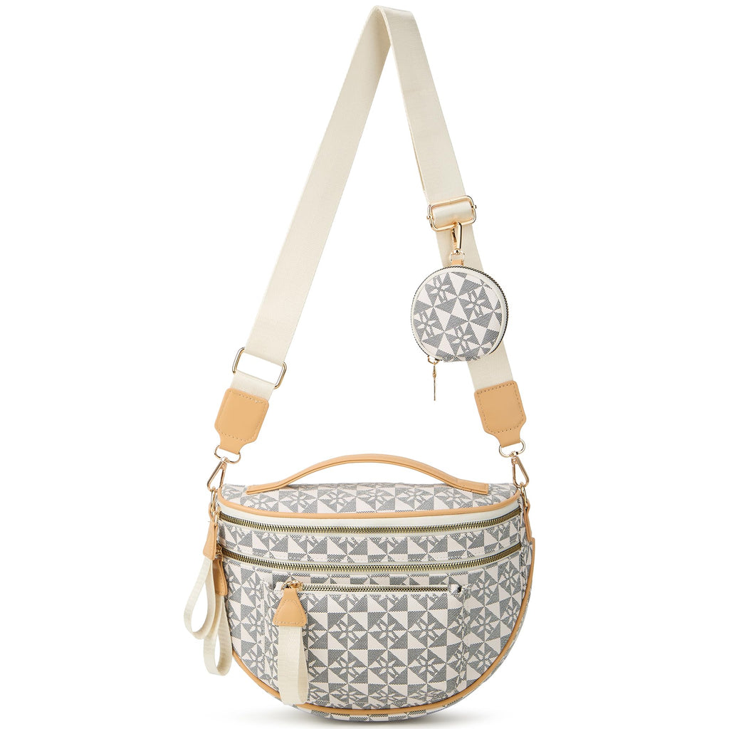 Checkered Crossbody Bag Bum Bag for Women with Pouch