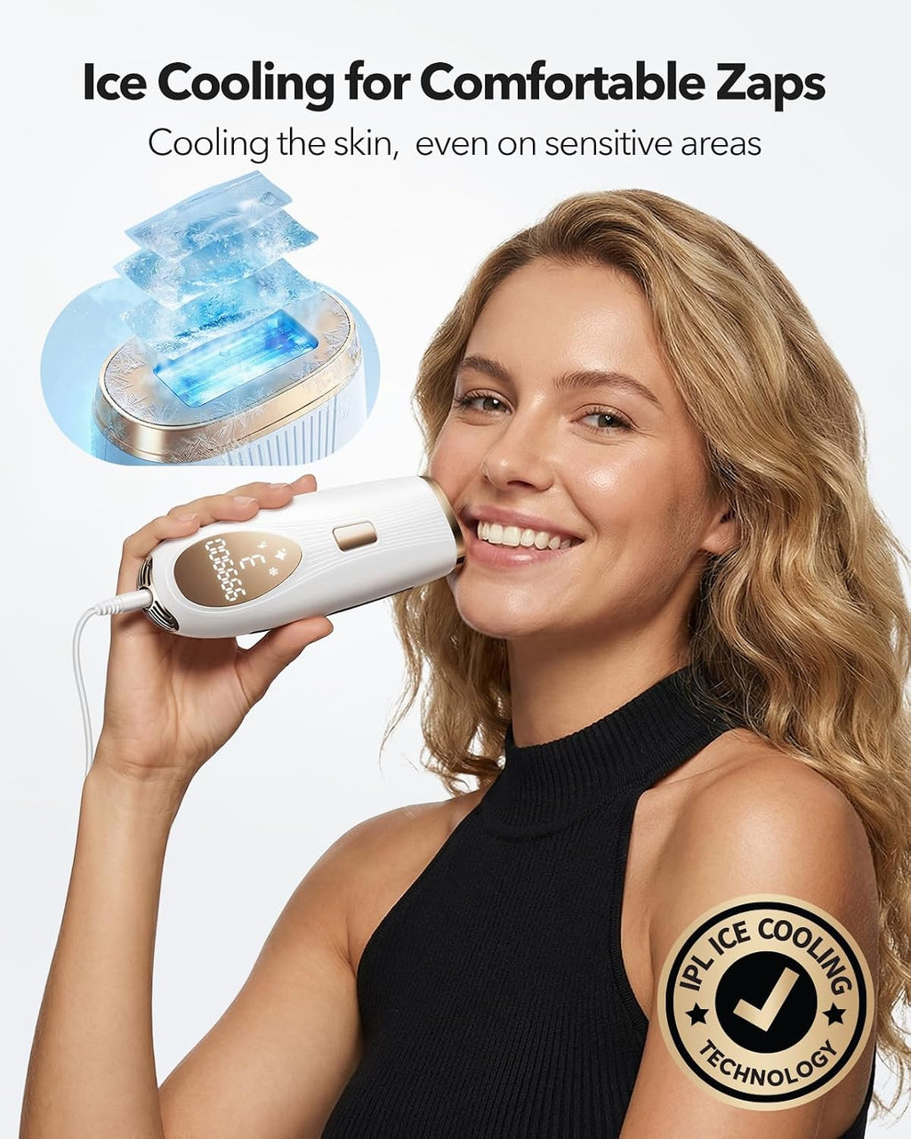 IPL Laser Hair Removal for Women and Men, At-Home Painless IPL Device with 5° Ice Cooling, 85% Hair Reduction for