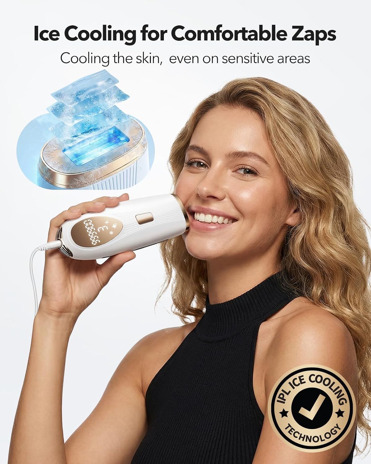 IPL Laser Hair Removal for Women and Men, At-Home Painless IPL Device with 5° Ice Cooling, 85% Hair Reduction for