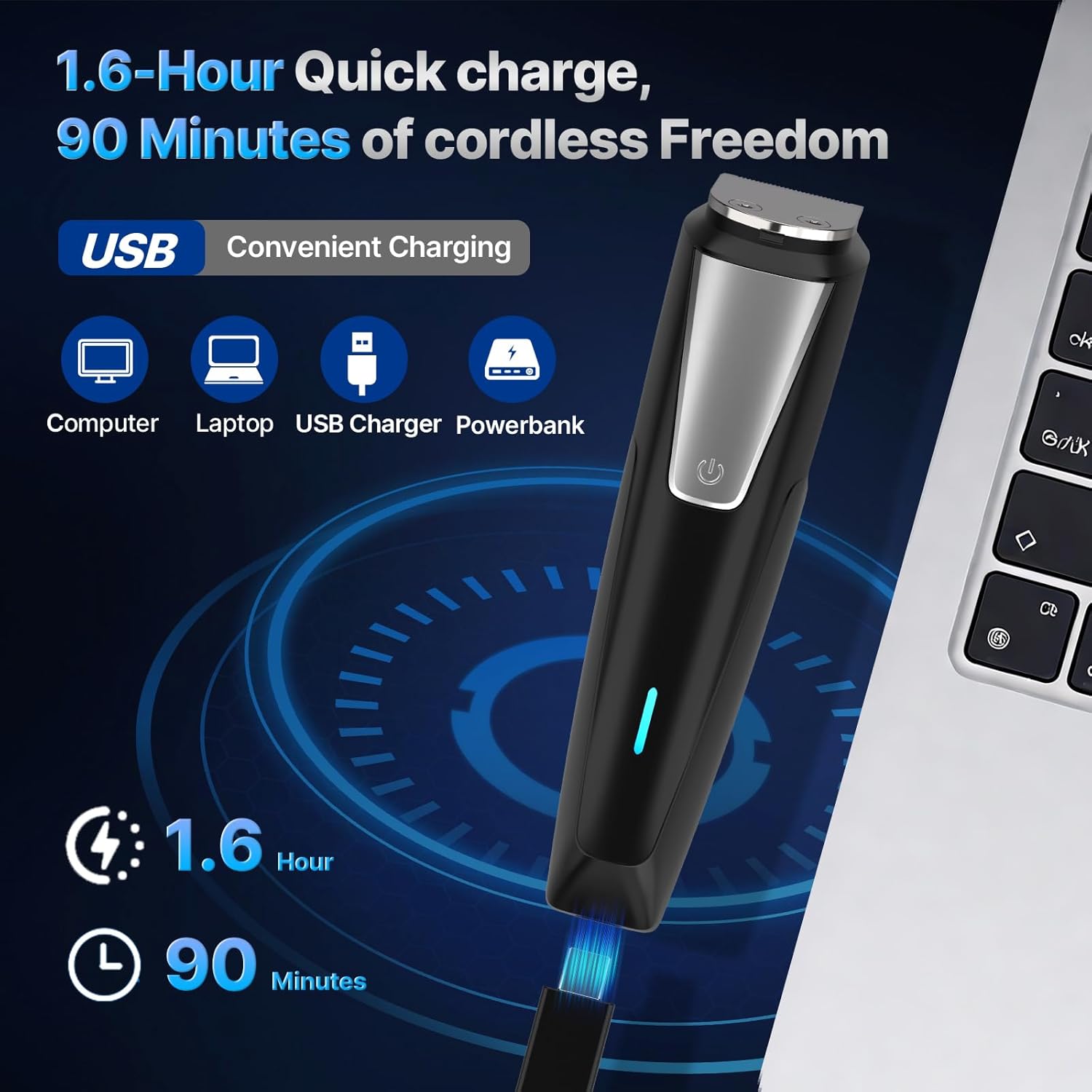 Beard Trimmer Hair Clippers for Men All-in-One Self-Sharpening Electric Men's Cordless Rechargeable Mustache Grooming