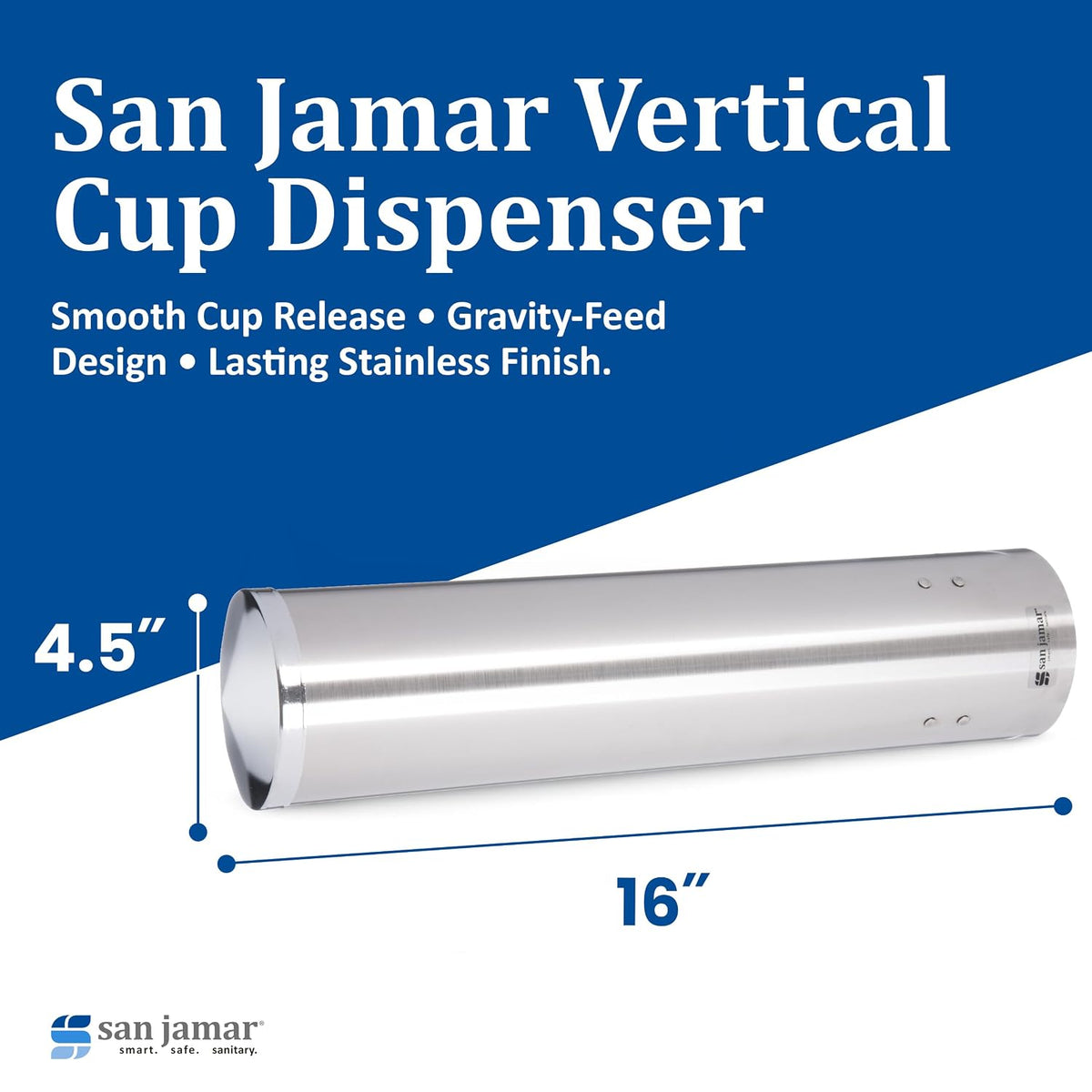 Large Pull-Type Cup Dispenser, 6-12 oz, Stainless Steel