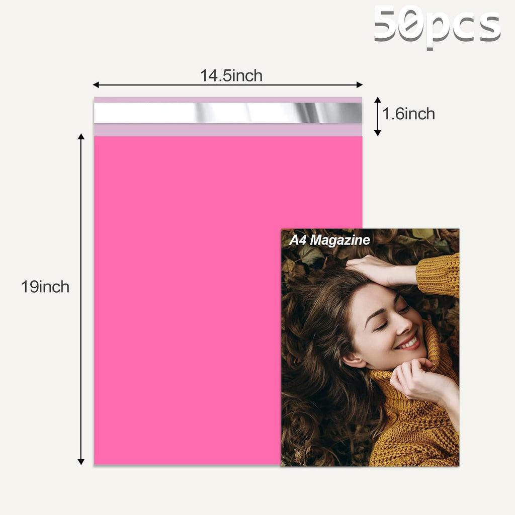 Poly Mailer 14.5x19 Inch 50Pcs, Shipping Bags for Clothing, Pink