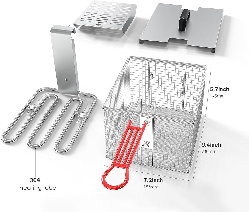 Commercial Fryer Stainless Steel Electric Deep Fryer with Oil Filtration and Timer 24L Large Capacity Dual Tank Fryer