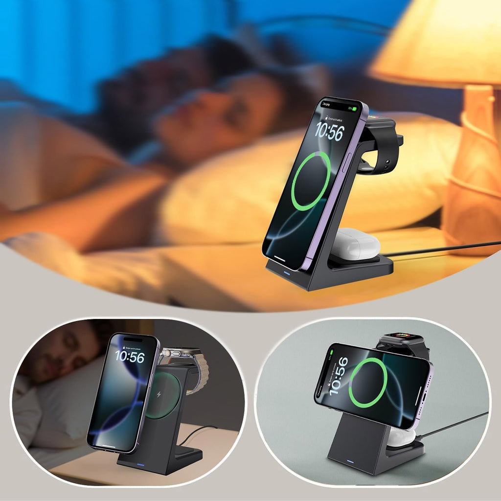 25W Magnetic Wireless Charging Stand for Mag-Safe, 3 in 1 Fast Wireless Charger Station for iPhone 17 Pro Max/17