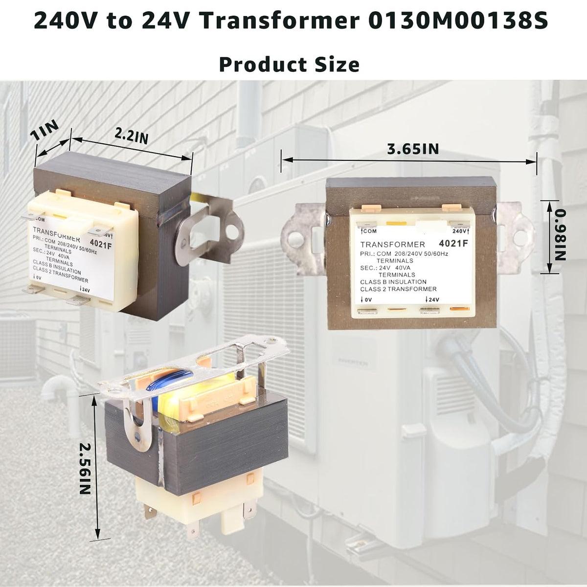240V to 24V AC Transformer 0130M00138S for Goodman Amana 40VA Furnace