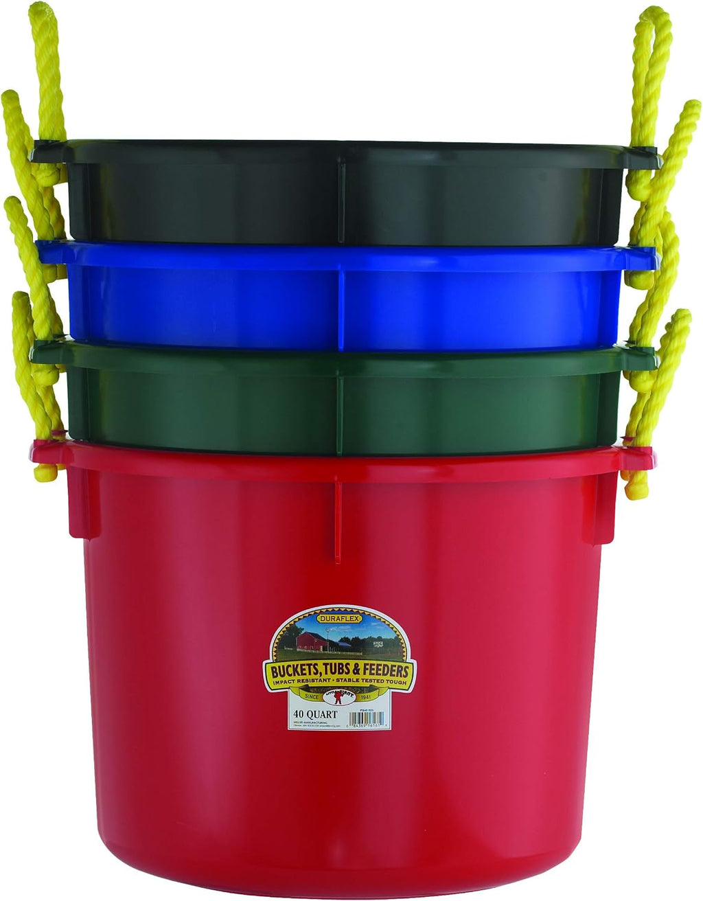 Plastic Muck Tub | Durable & Versatile Utility Bucket with Handles | Muck Bucket | Durable Handles | 40 Quart | Black