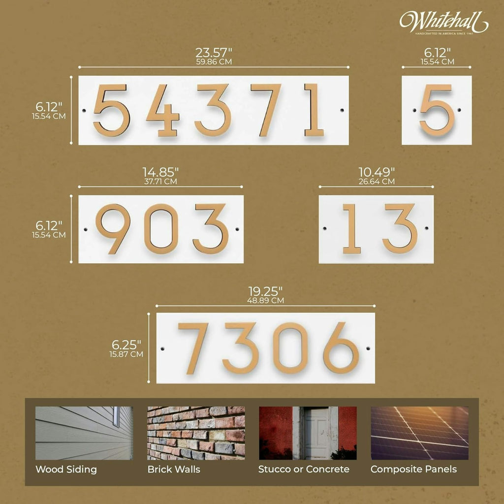 Floating Number Address Plaque – Standoff 4.5 Inch House Number Sign, Horizontal Wall Mount Plate – Ideal for Home