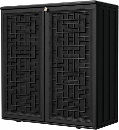 Outdoor Storage Cabinet Waterproof with Shelf,Resin Storage Sheds Outdoor Cabinets for tub Towels/Chemicals/Grill