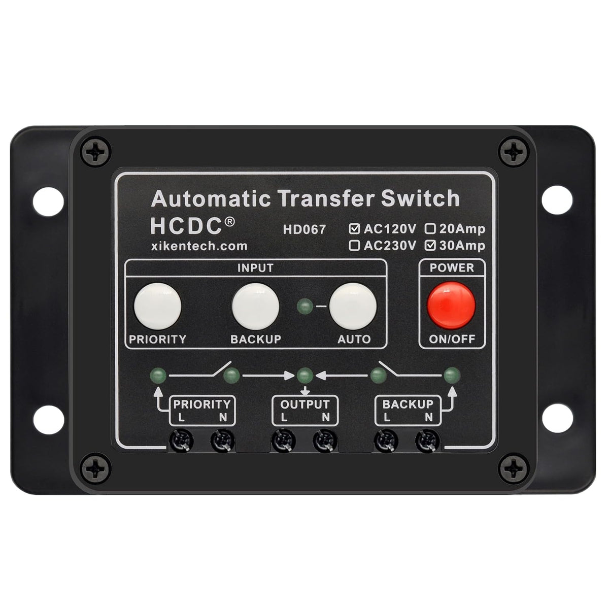 Automatic Transfer Switch, AC120V 30Amp, ATS Auto Transfer Switch, HCDC HD067/120V30A