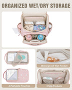 Diaper Bag Backpack with Changing Pad and Insulated Pockets, Heart