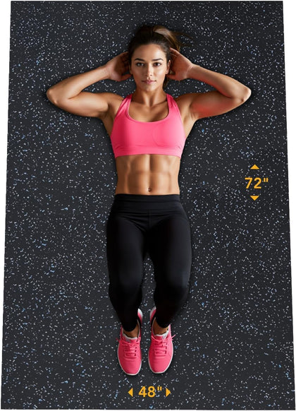 Rubber King Multi-Purpose Exercise Mat - 100% Recycled Thick Rubber Mat for Home Gym Flooring, Non-Slip, Low-Odor