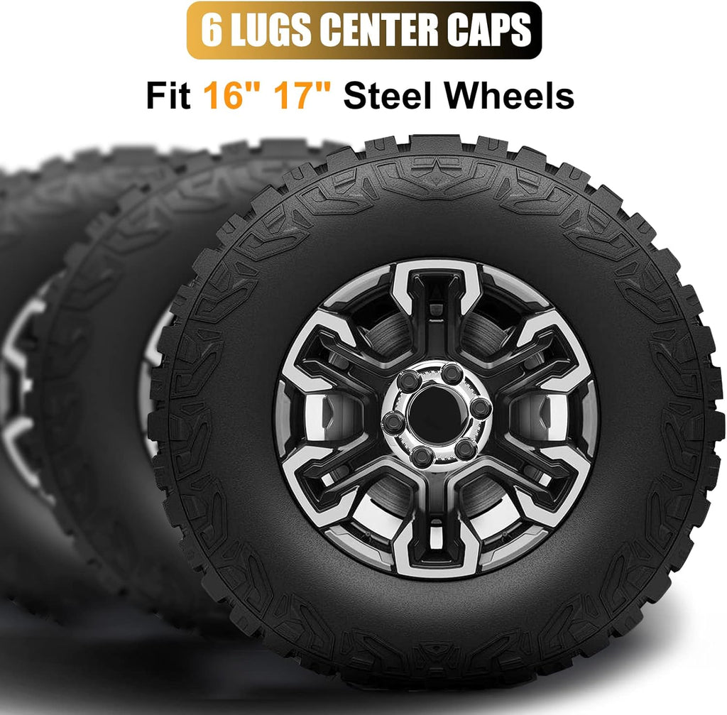 Set of 4 Wheel Center Caps 6 Lug, Chrome Hub Caps Direct Fit Replacement for 17" Wheels, Compatible with 2005-2013