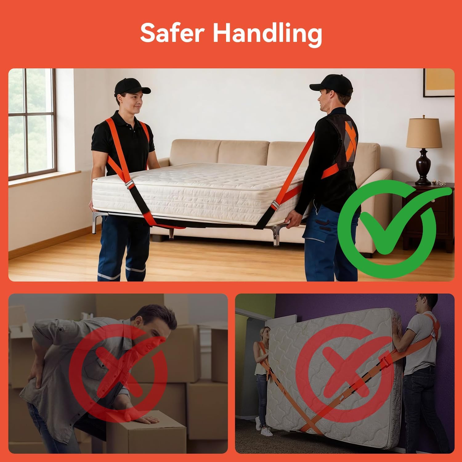 Moving Straps for Lifting, with Back Support for 2 Person | Shoulder Moving System, Move & Carry Furniture Appliances