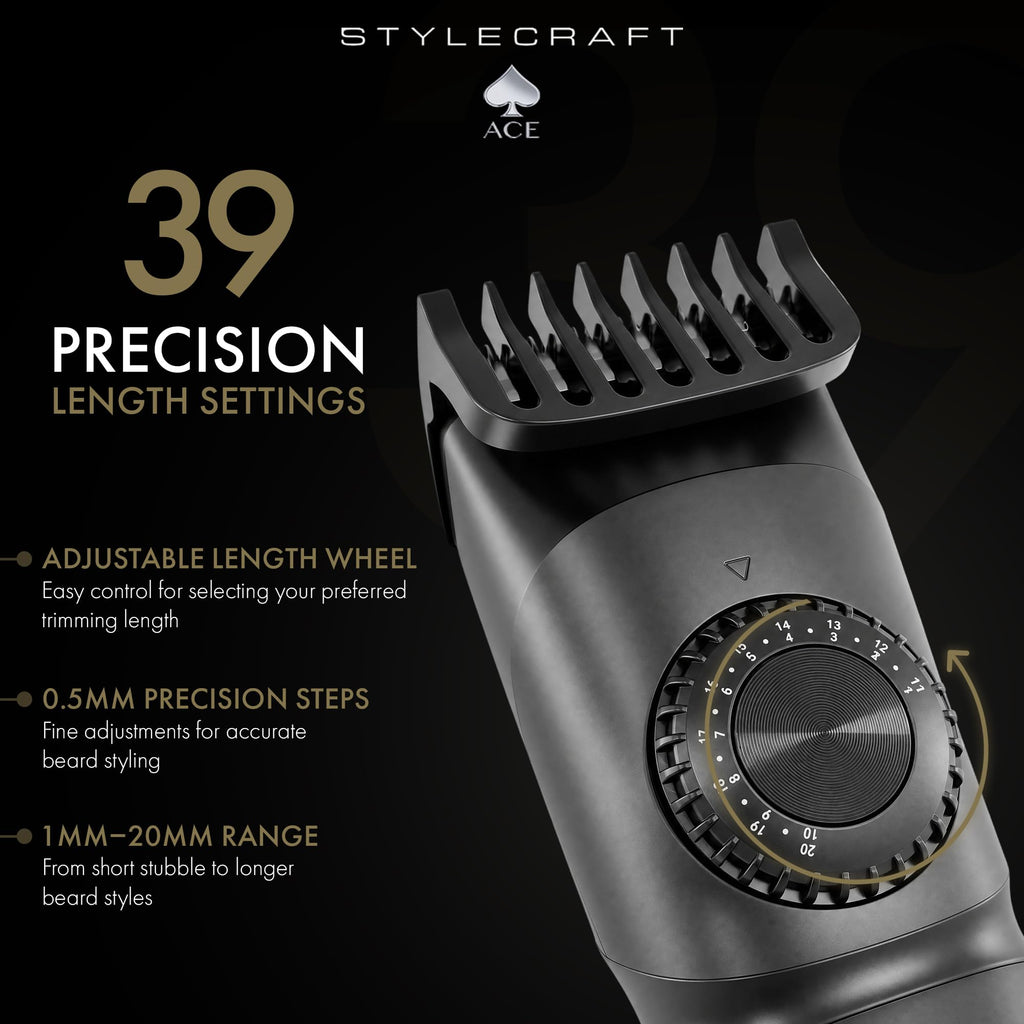 Ace Cordless Beard Trimmer for Men with 39 Length Settings